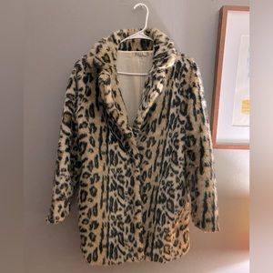Faux Fur Leopard Print Coat